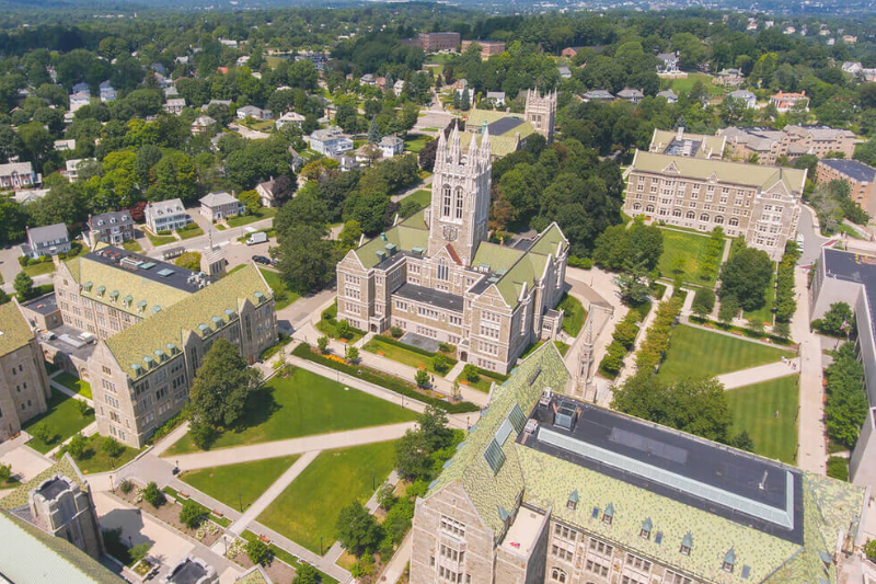 Boston College America - large, old university on a very green campus